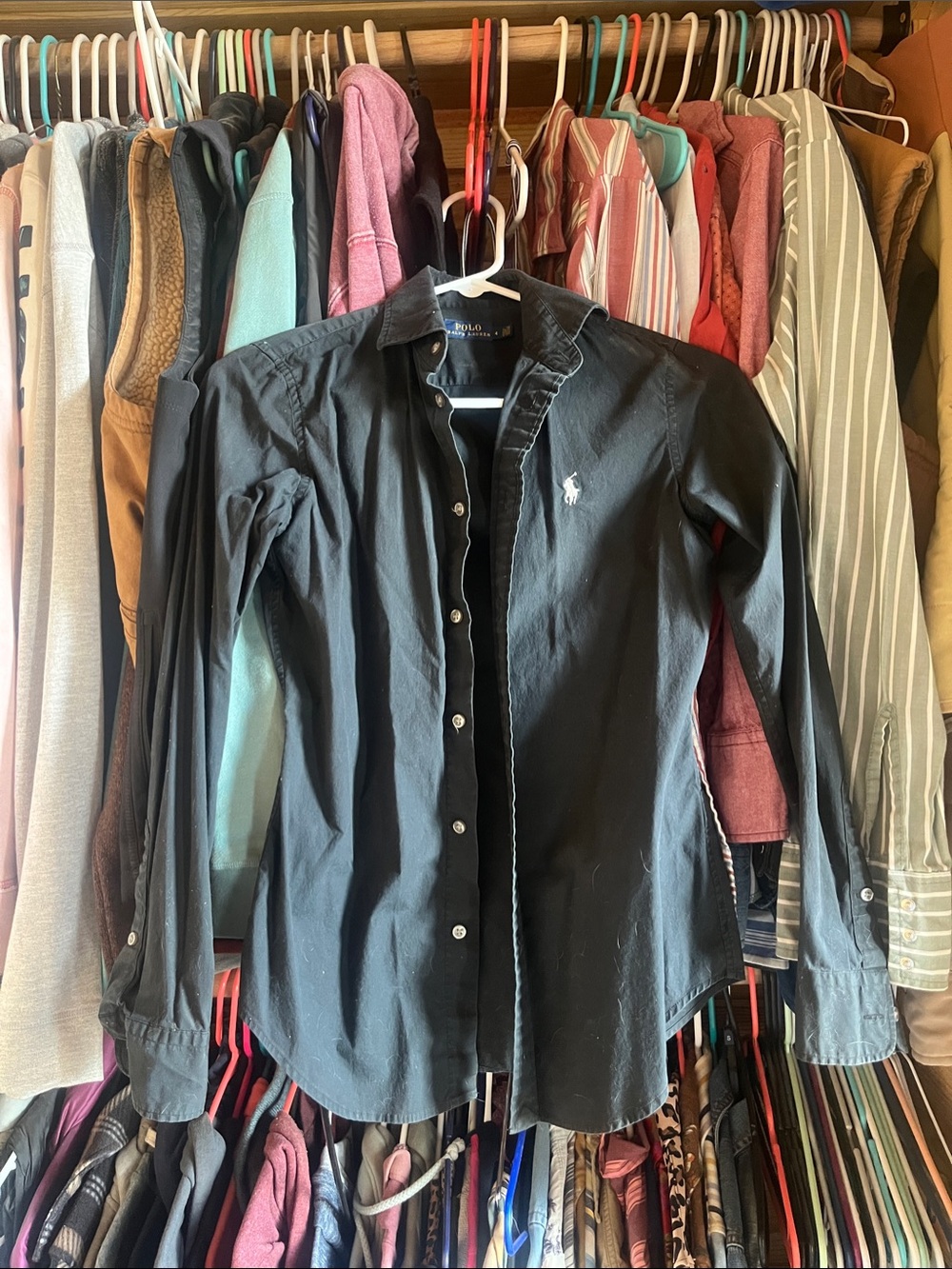 Polo by Ralph Lauren Black Long-Sleeve Button-Down Shirt with Embroidered Pony